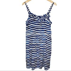 Loft Blue & White Striped Rosette‎ Lined Dress